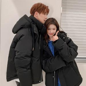 层姿情侣短款羽绒服男女同款2024年冬季加厚保暖小个子面包服外套