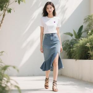 层姿牛仔鱼尾裙定制